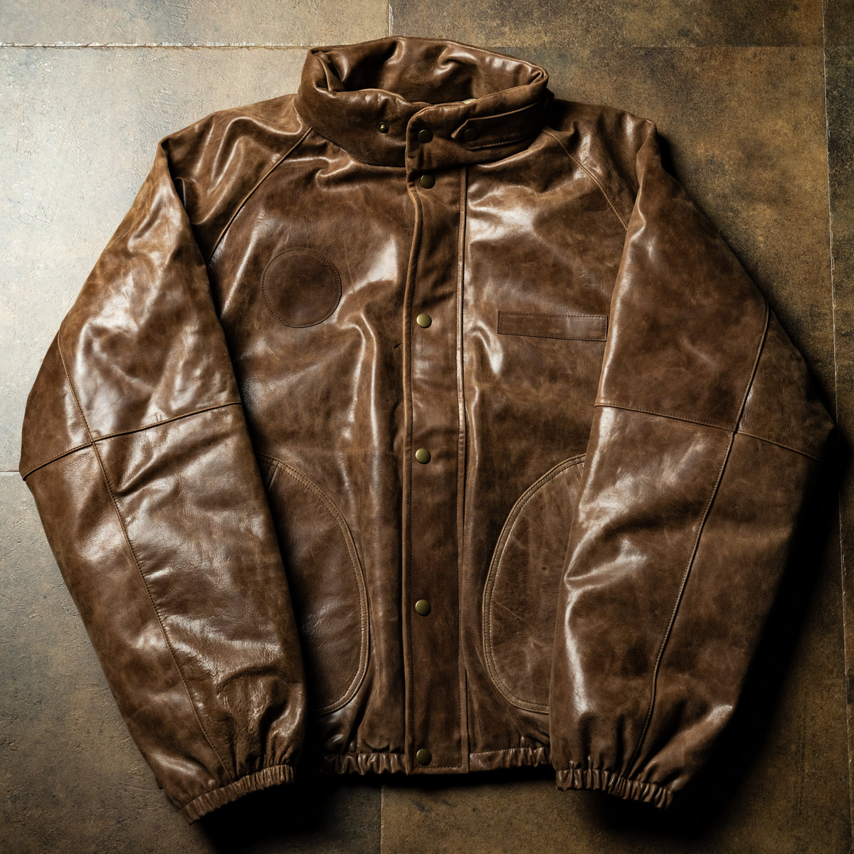 Leather down jacket